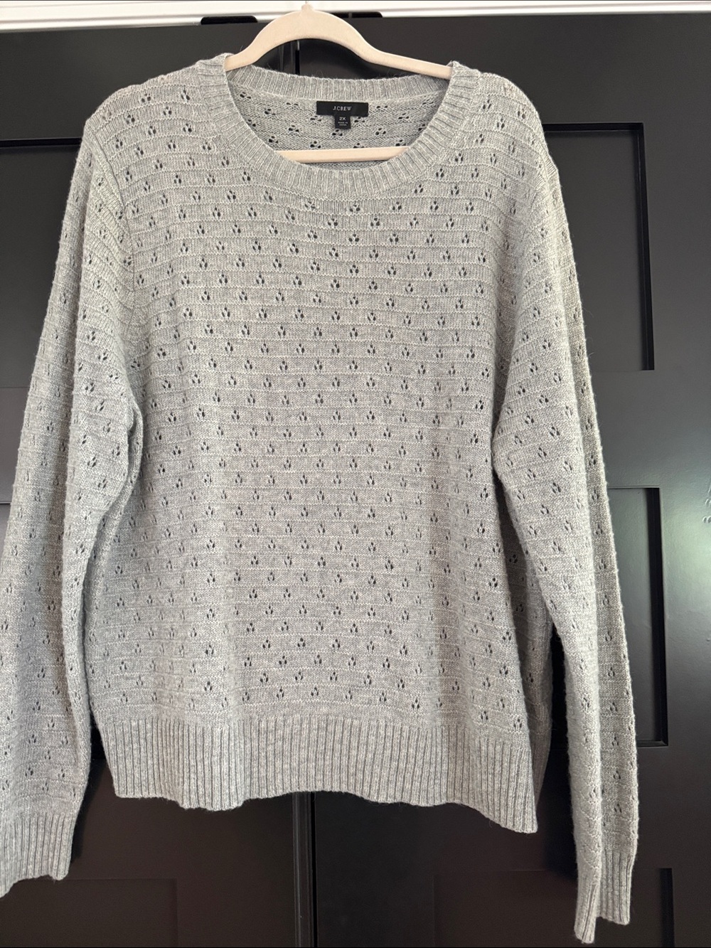 J. Crew Light Gray Pointelle Crewneck Sweater
